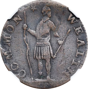 image for: 1788 Massachusetts Half Cent. Ryder 1-B, W-6010. Rarity-2. VF Details--Bent (NGC).