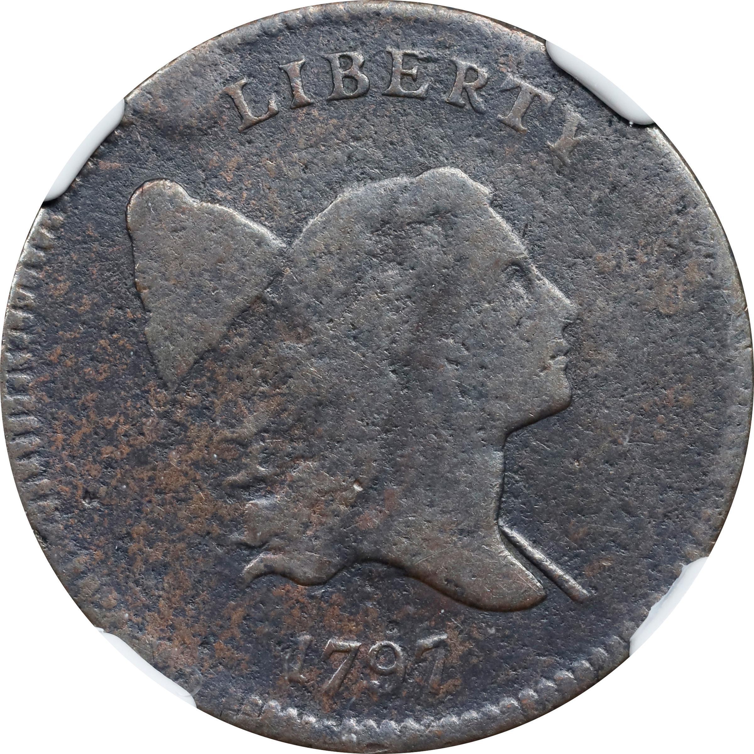 image for: 1797 Liberty Cap Half Cent. C-1. Rarity-2. 1 Above 1, Plain Edge. VG Details--Environmental Damage (NGC).
