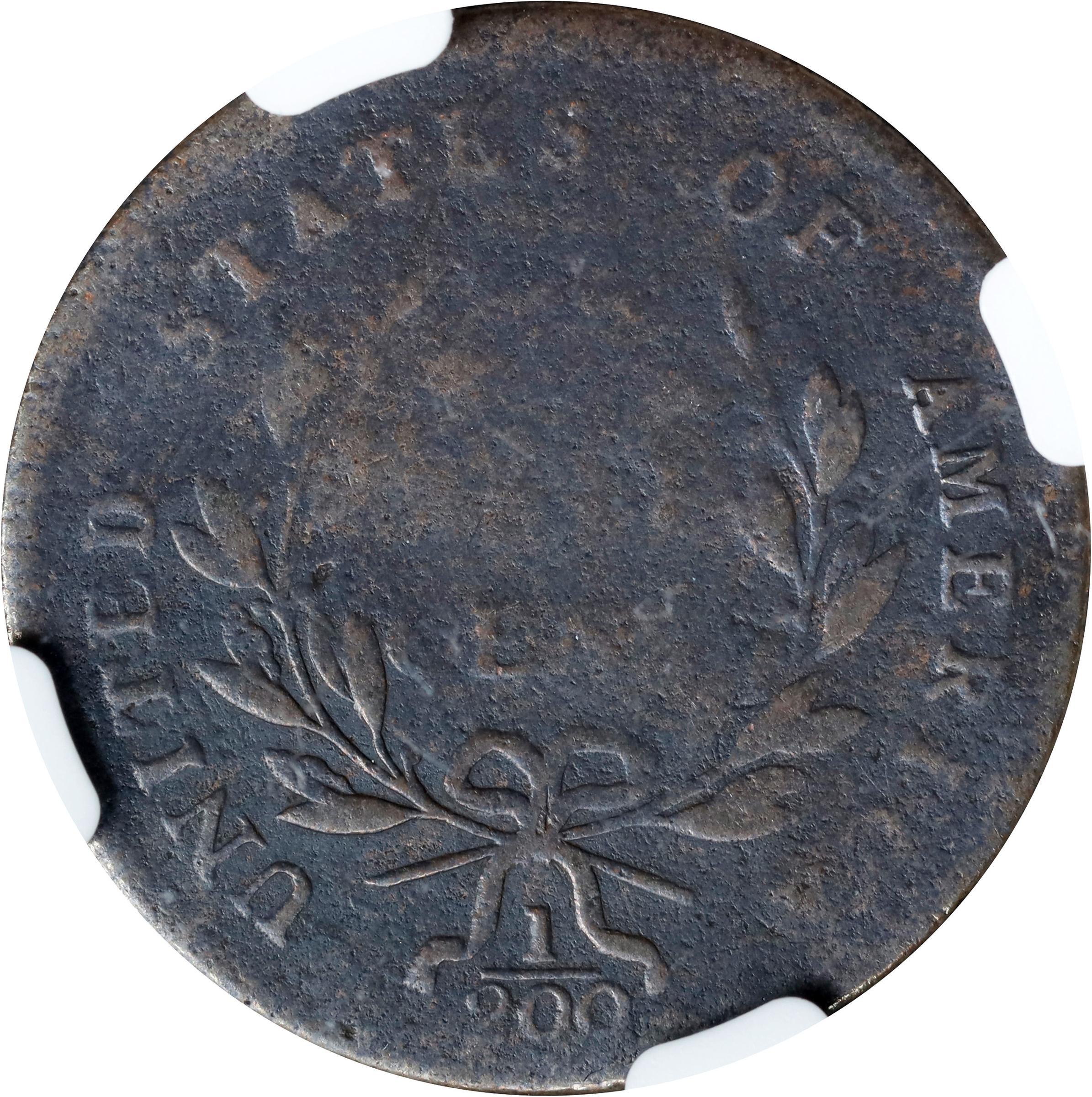 image for: 1797 Liberty Cap Half Cent. C-1. Rarity-2. 1 Above 1, Plain Edge. VG Details--Environmental Damage (NGC).