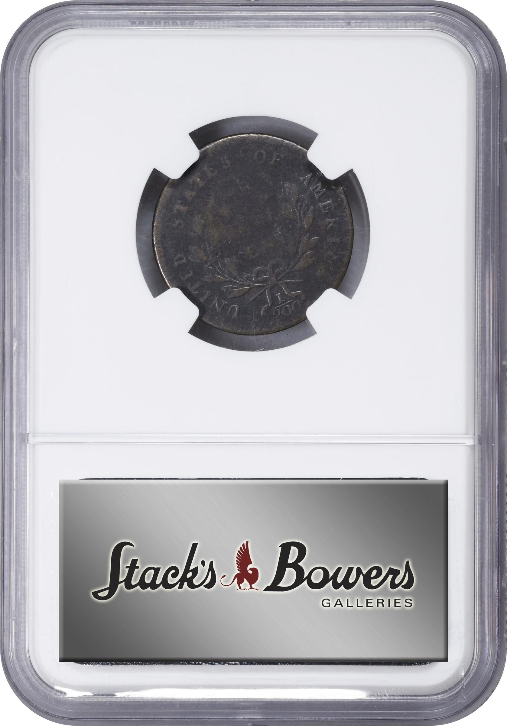 image for: 1797 Liberty Cap Half Cent. C-1. Rarity-2. 1 Above 1, Plain Edge. VG Details--Environmental Damage (NGC).