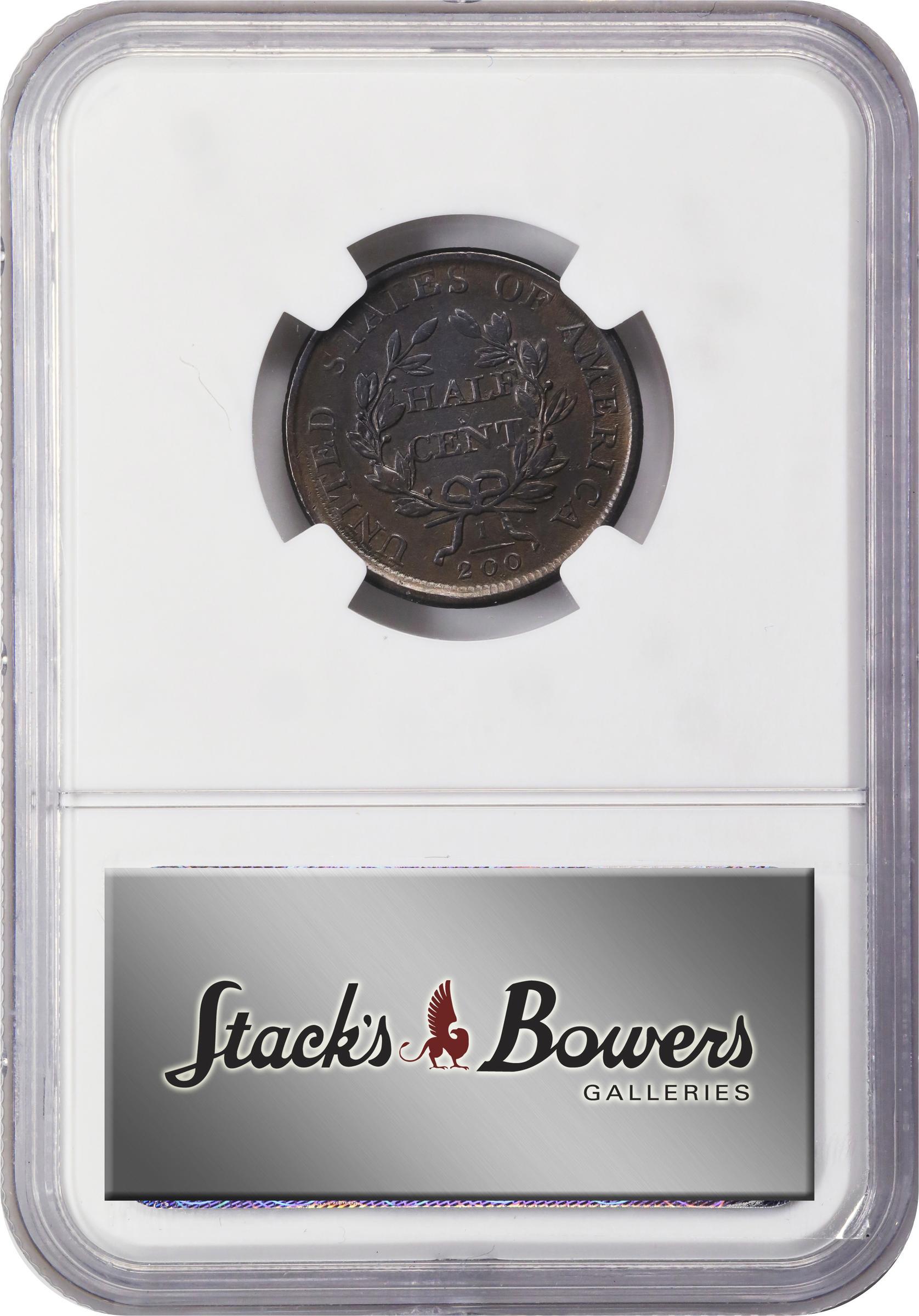 image for: 1807 Draped Bust Half Cent. C-1. Rarity-1. EF-40 BN (NGC).