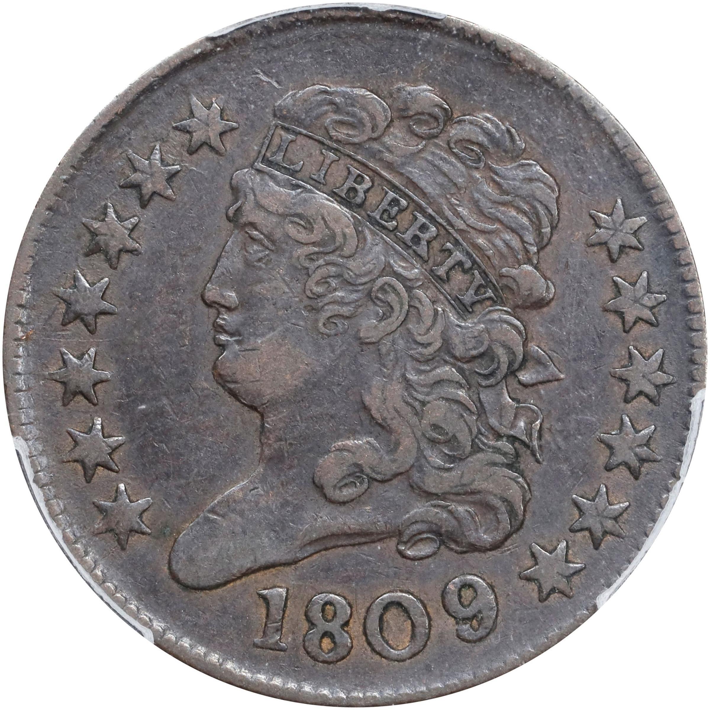 image for: 1809/'6' Classic Head Half Cent. C-5. Rarity-1. 9/Inverted 9. VF-30 (PCGS).