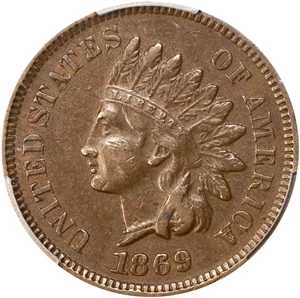 image for: 1869/69 Indian Cent. Snow-4, FS-303. Repunched Date. EF-40 (PCGS).