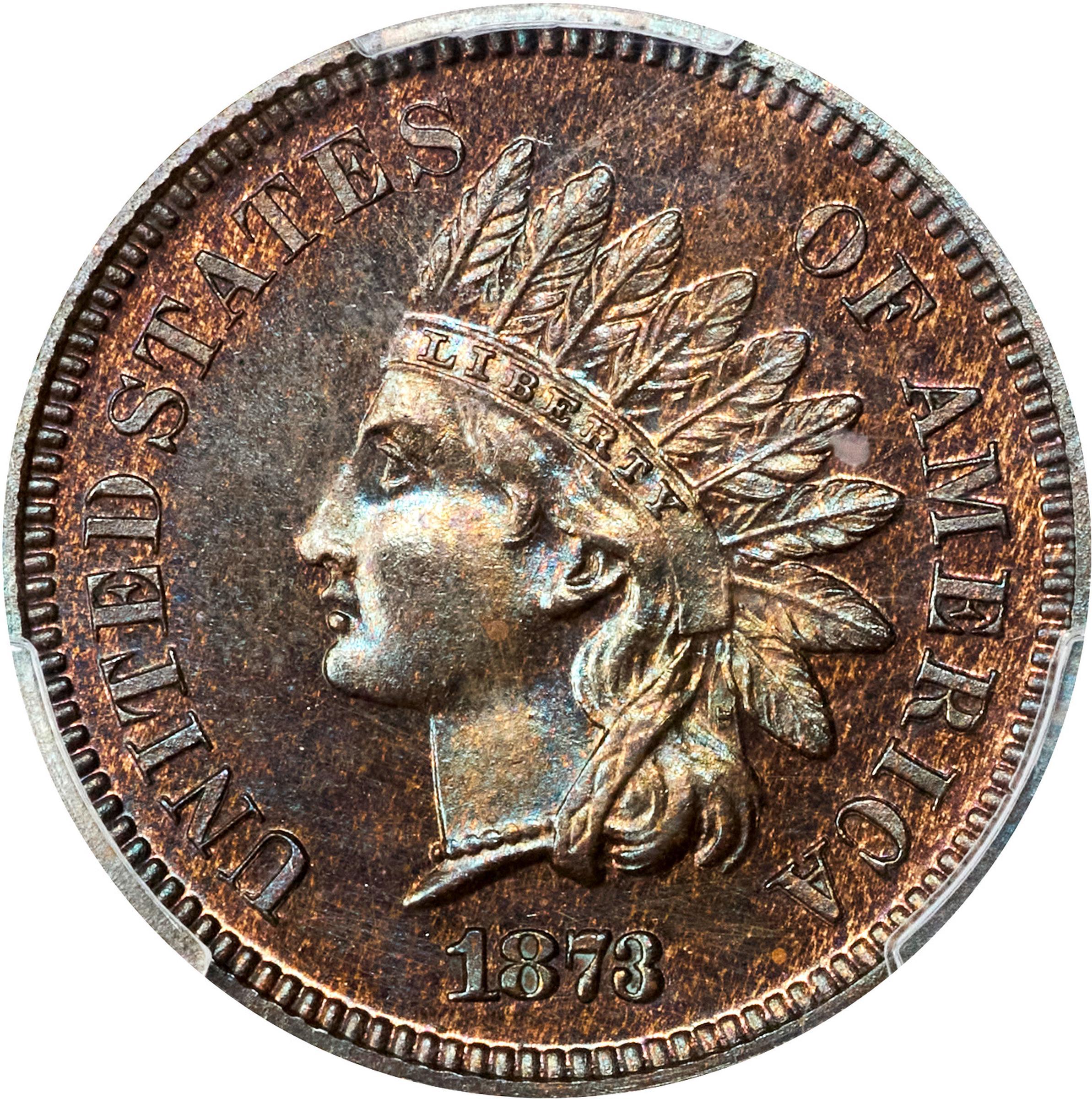 image for: 1873 Indian Cent. Close 3. Proof-64 BN (PCGS).