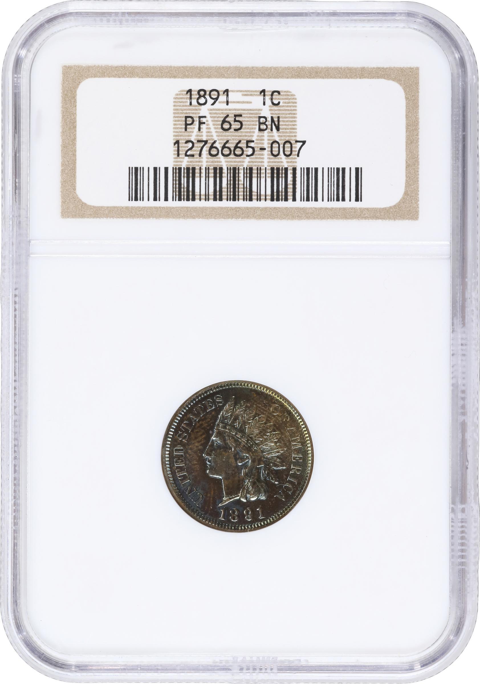 image for: 1891 Indian Cent. Proof-65 BN (NGC).