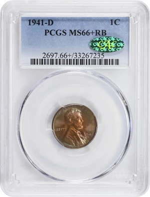 image for: 1941-D Lincoln Cent. MS-66+ RB (PCGS). CAC.