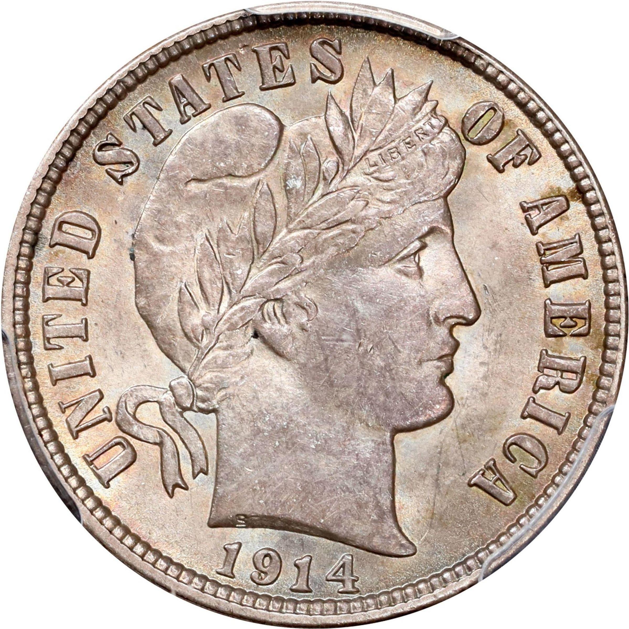 1914 Barber Dime. MS-62 (PCGS).