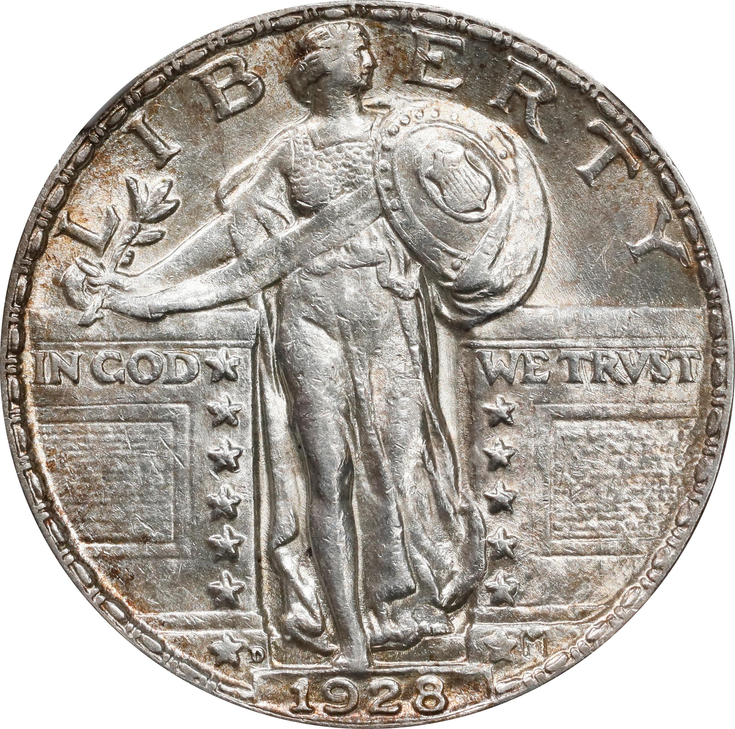 1928-D Standing Liberty Quarter. AU-58 (NGC).