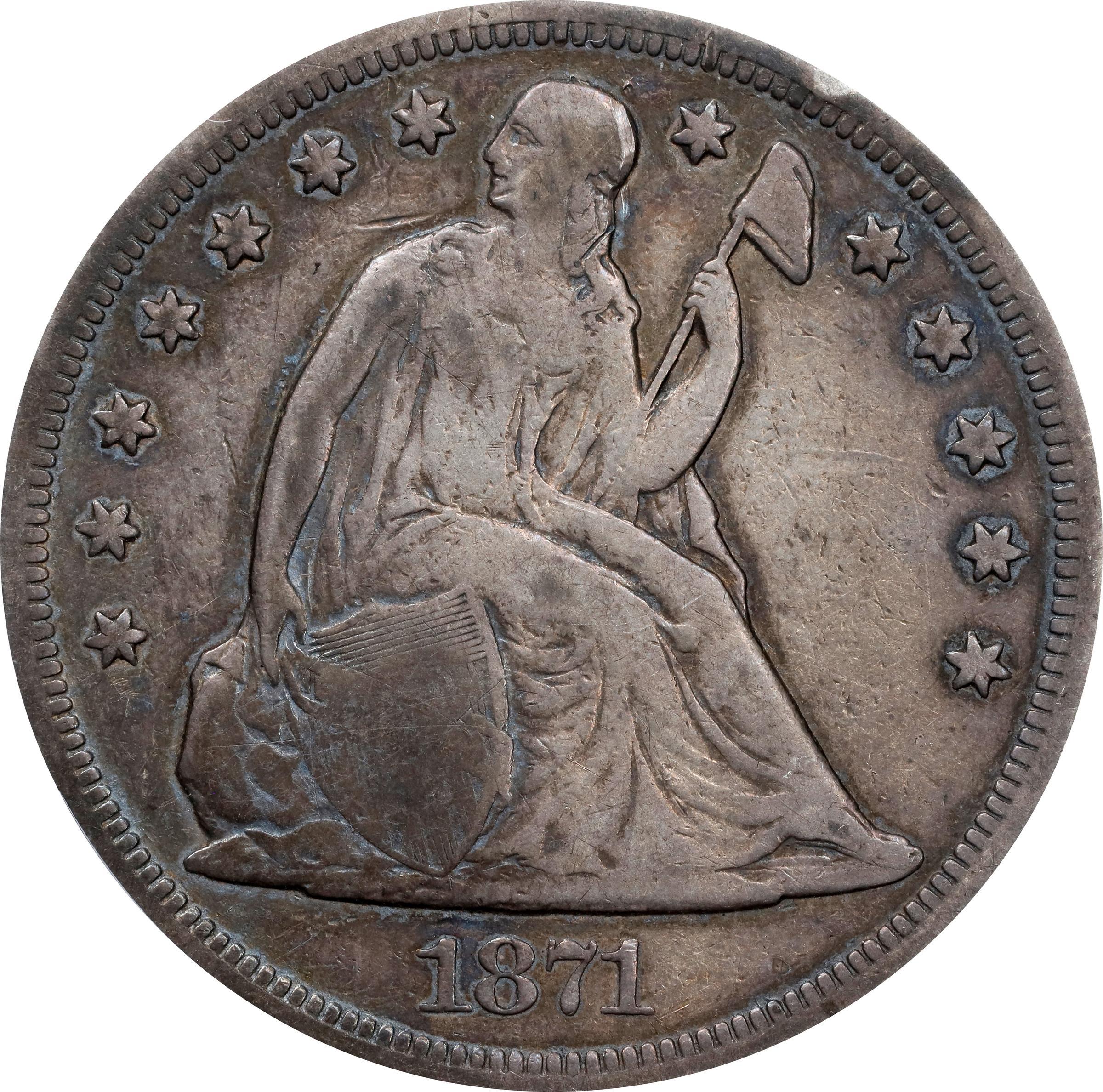 1871 Liberty Seated Silver Dollar. Fine-12 (PCGS).