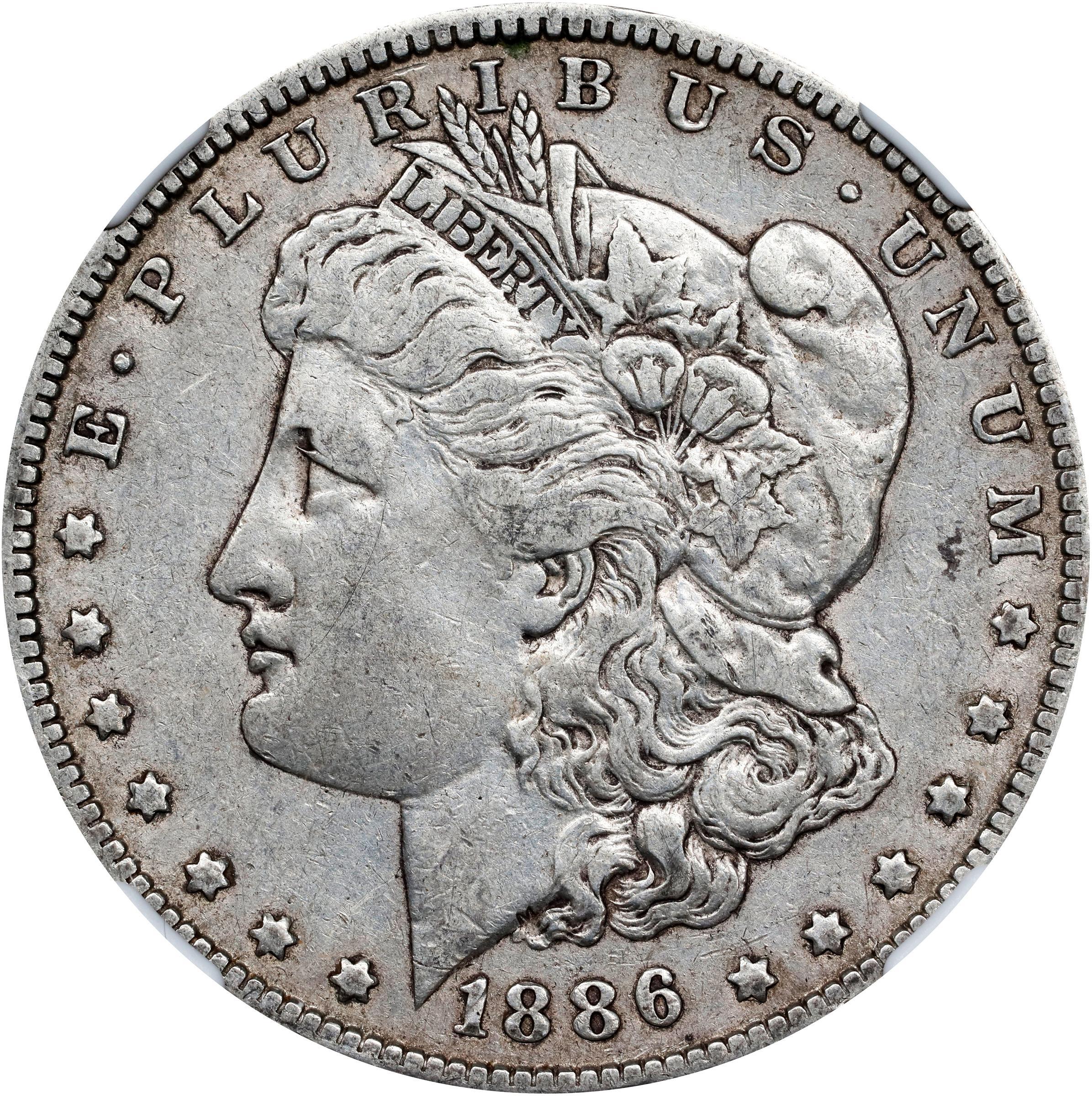 1886-O Morgan Silver Dollar. Rotated Dies. VF-35 (NGC).