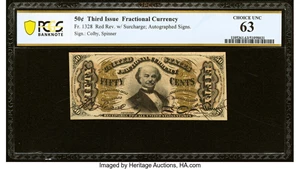 image for: Fr. 1328 50¢ Third Issue Spinner PCGS Banknote Choice Unc 63....