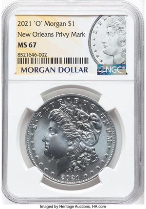 image for: 2021 $1 Morgan Dollar 100th Anniversary, O Privy, MS67 NGC. NGC Census: (0/0). ...