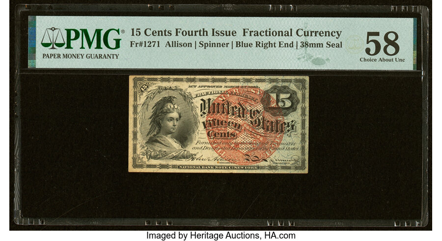 image for: Fr. 1271 15¢ Fourth Issue PMG Choice About Unc 58....