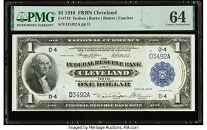 image for: Fr. 718 $1 1918 Federal Reserve Bank Note PMG Choice Uncirculated 64....