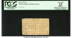 image for: North Carolina December, 1771 5s PCGS Apparent Very Fine 25....