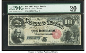 image for: Fr. 113 $10 1880 Legal Tender PMG Very Fine 20....