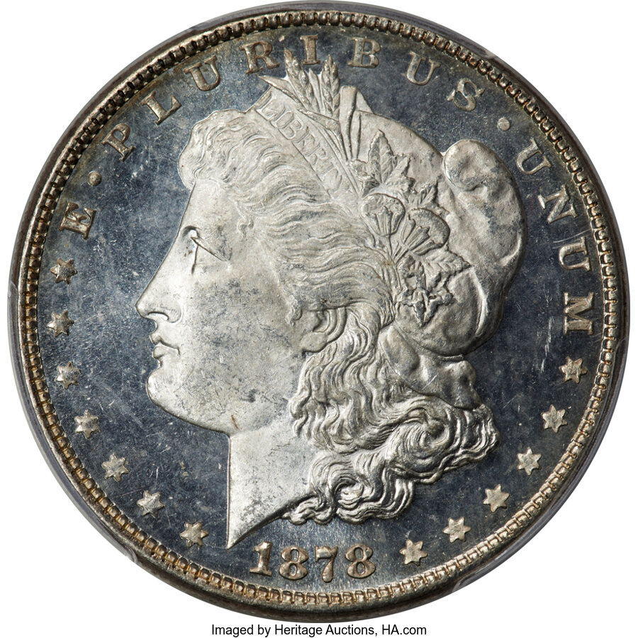 image for: 1878 8TF $1 Doubled Liberty, VAM-15, MS64+ Deep Mirror Prooflike PCGS. Ex: DT Miller. A Top 100 Variety. The die doubling o...