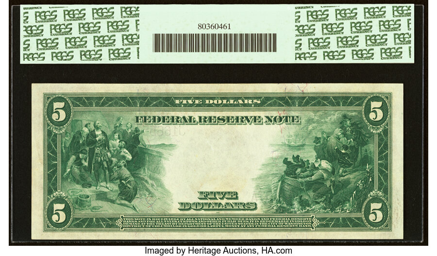 image for: Fr. 881 $5 1914 Federal Reserve Note PCGS Choice New 63PPQ....