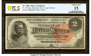 image for: Fr. 242 $2 1886 Silver Certificate PCGS Banknote Choice Fine 15....