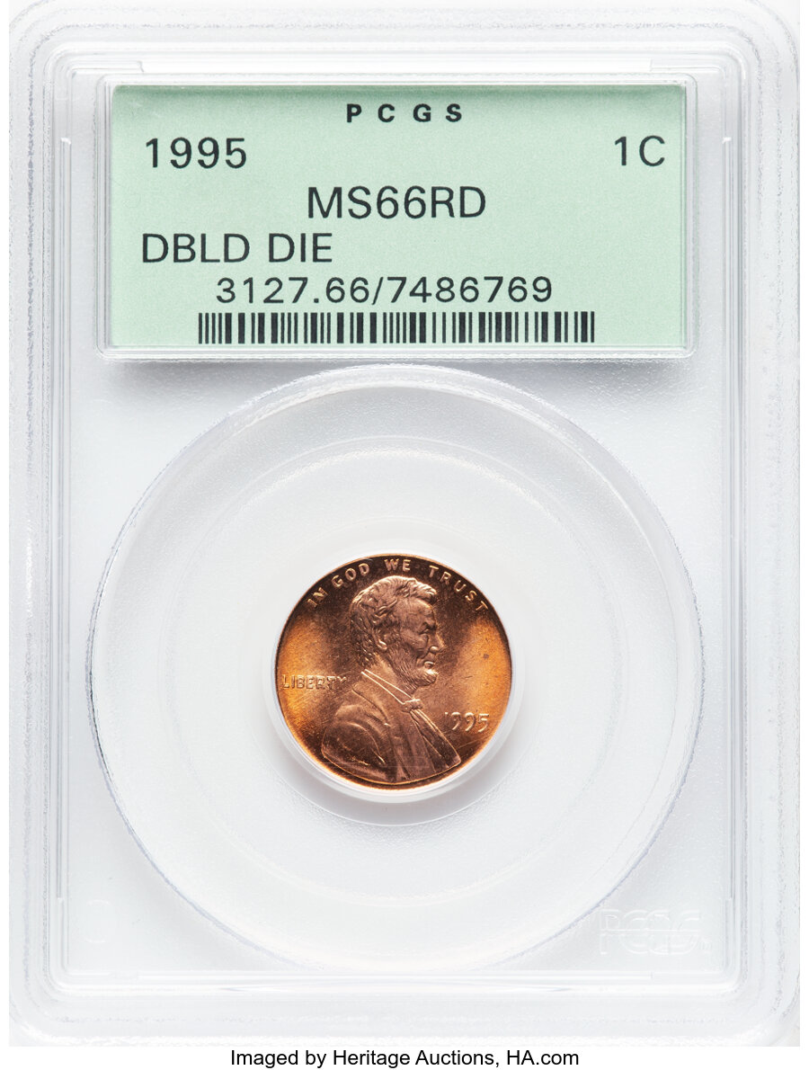 image for: 1995 1C Doubled Die Obverse, FS-101, MS66 Red PCGS. Housed in a Generation 3.1 green label holder. PCGS Population: (4585/5...