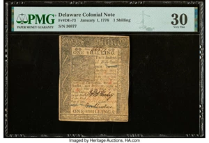 image for: Delaware January 1, 1776 1s PMG Very Fine 30....