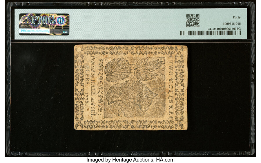 image for: Continental Currency February 17, 1776 $2 PMG Extremely Fine 40....