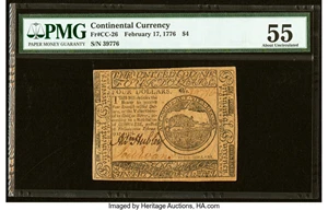 image for: Continental Currency February 17, 1776 $4 PMG About Uncirculated 55....