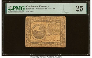 image for: Continental Currency November 29, 1775 $6 PMG Very Fine 25....