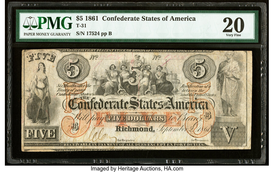 image for: T31 $5 1861 PF-1 Cr. 244 PMG Very Fine 20....