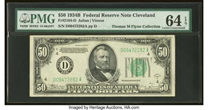 image for: Fr. 2104-D $50 1934B Federal Reserve Note. PMG Choice Uncirculated 64 EPQ....