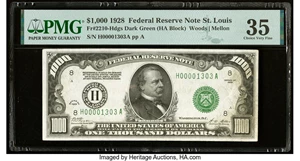 image for: Fr. 2210-H $1,000 1928 Federal Reserve Note. PMG Choice Very Fine 35....