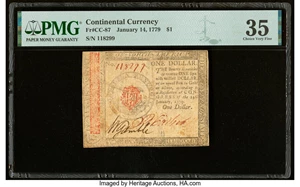 image for: Continental Currency January 14, 1779 $1 PMG Choice Very Fine 35....