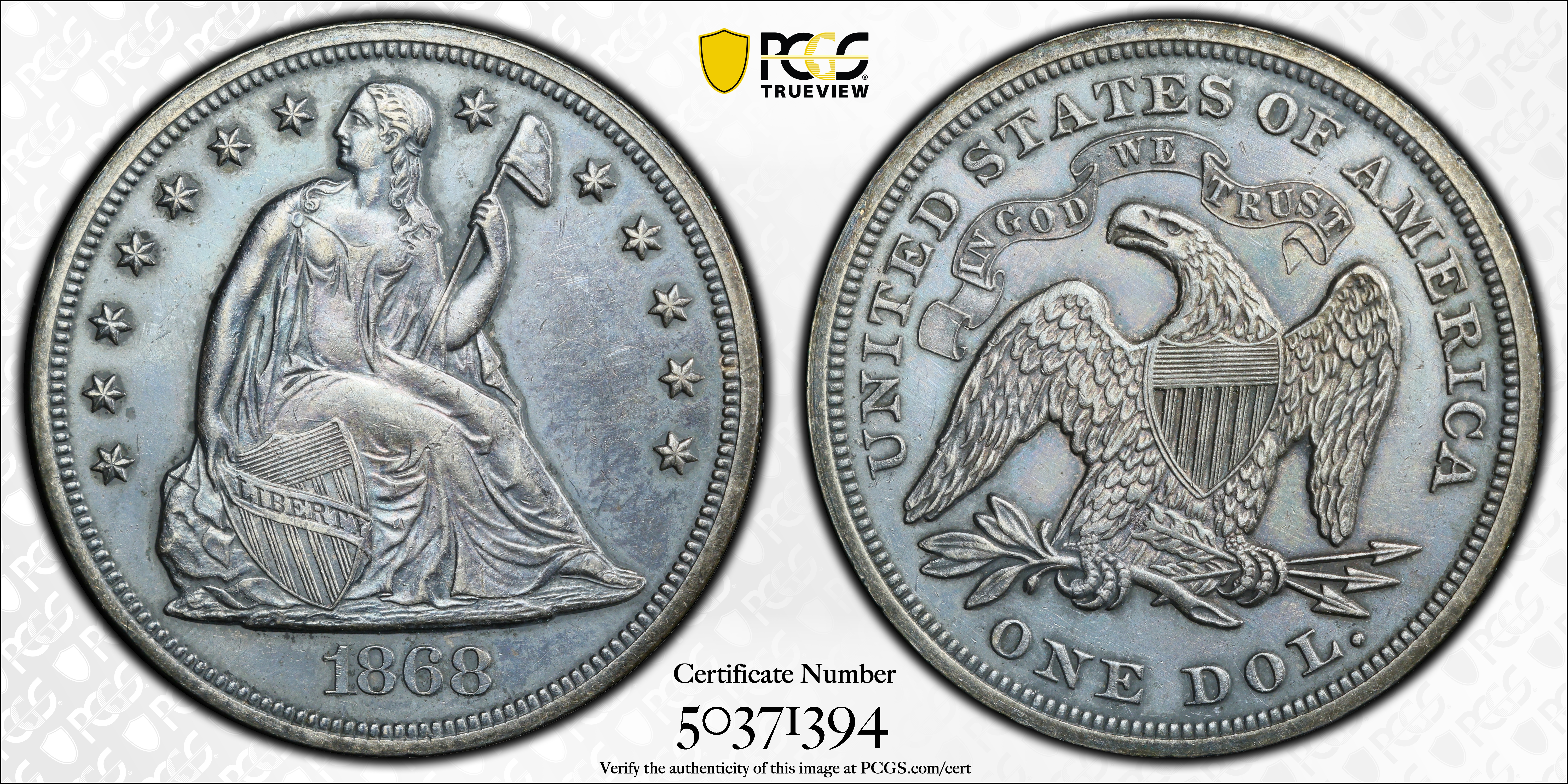 アメリカビーナス銀貨1868年 アメリカビーナス銀貨1868年 座った自由の女神のコイン: アメリカの