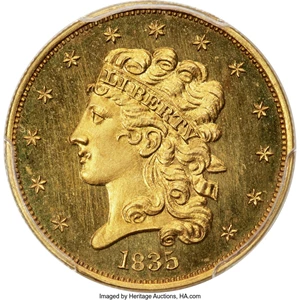 image for: 1835 $5 HM-5, JD-1, High R.7 as a Proof, PR67+ Deep Cameo PCGS. CAC....
