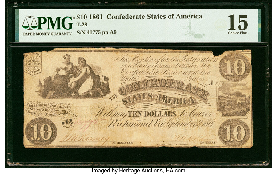 image for: T28 $10 1861 PF-3 Cr. 232 PMG Choice Fine 15....