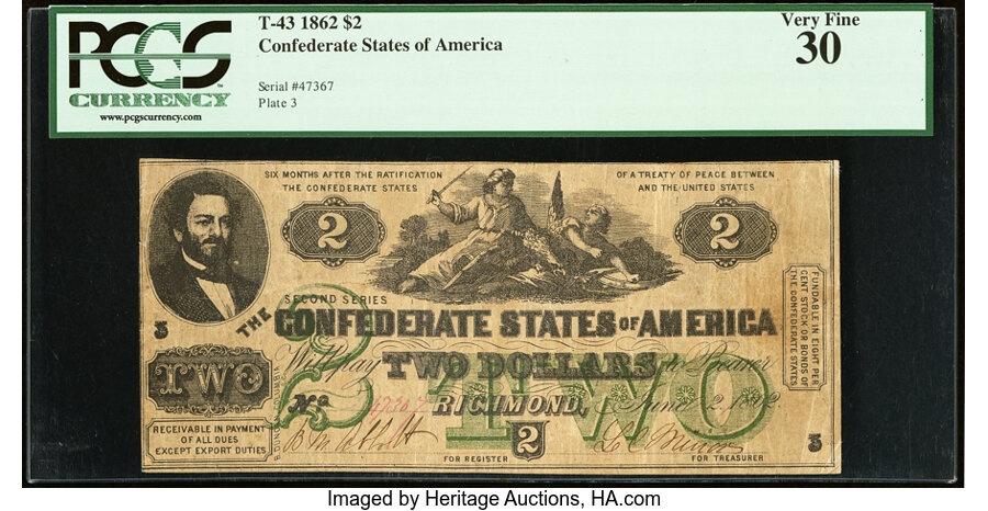 image for: T43 $2 1862 PF-1 Cr. 338 PCGS Very Fine 30....