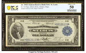 image for: Fr. 732 $1 1918 Federal Reserve Bank Note PCGS Banknote About Unc 50....