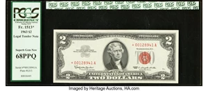 image for: Fr. 1513* $2 1963 Legal Tender Star Note. PCGS Superb Gem New 68PPQ....