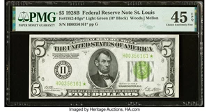 image for: Fr. 1952-H* $5 1928B Light Green Seal Federal Reserve Star Note. PMG Choice Extremely Fine 45 EPQ....