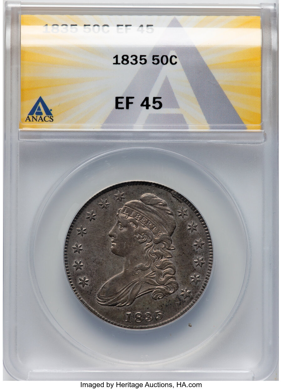 image for: 1835 50C O-103, R.2, XF45 ANACS.  Mintage 5,352,006....