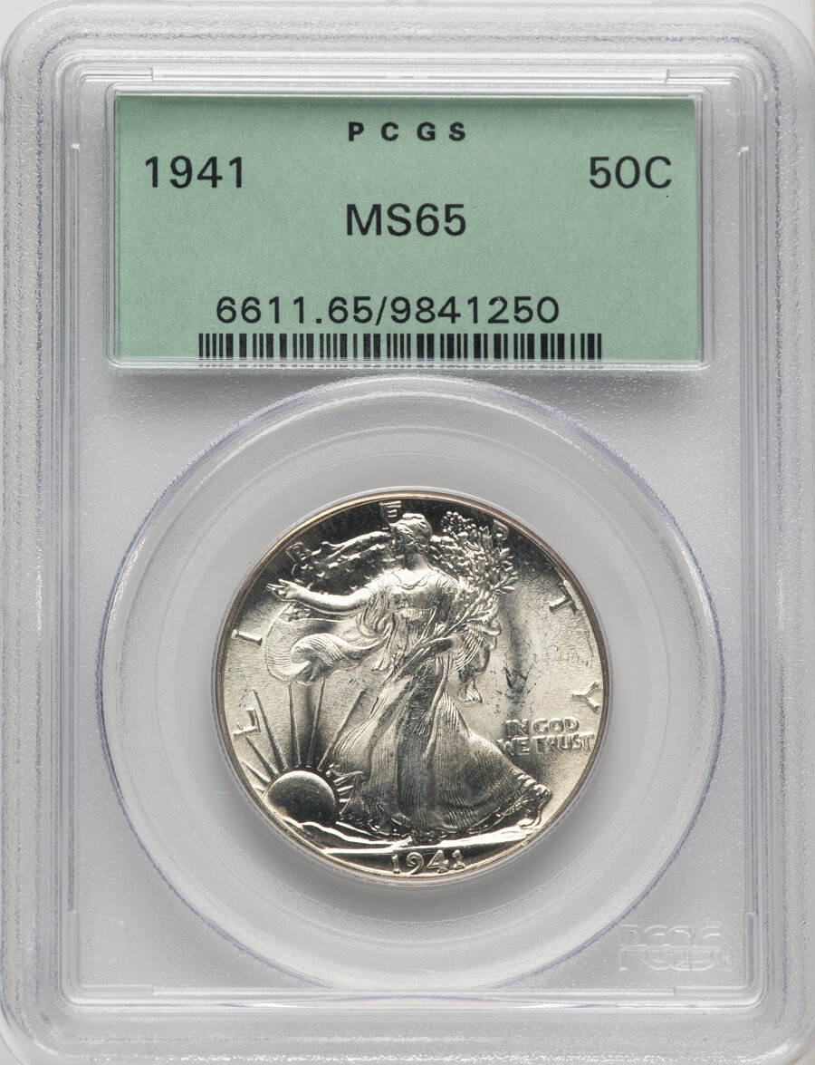 入手困難！デッドストック！　Baghera 1941 クラシックホワイト 1917-S Silver Walking Liberty Half Dollar Obverse-Reverse