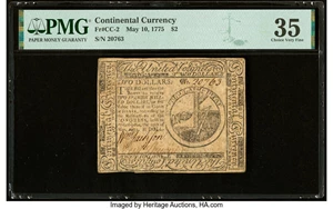 image for: Continental Currency May 10, 1775 $2 PMG Choice Very Fine 35....