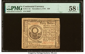 image for: Continental Currency November 2, 1776 $30 PMG Choice About Unc 58 EPQ....
