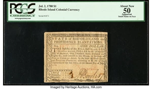 image for: Rhode Island July 2, 1780 $1 PCGS Apparent About New 50....