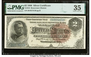image for: Fr. 244 $2 1886 Silver Certificate PMG Choice Very Fine 35....