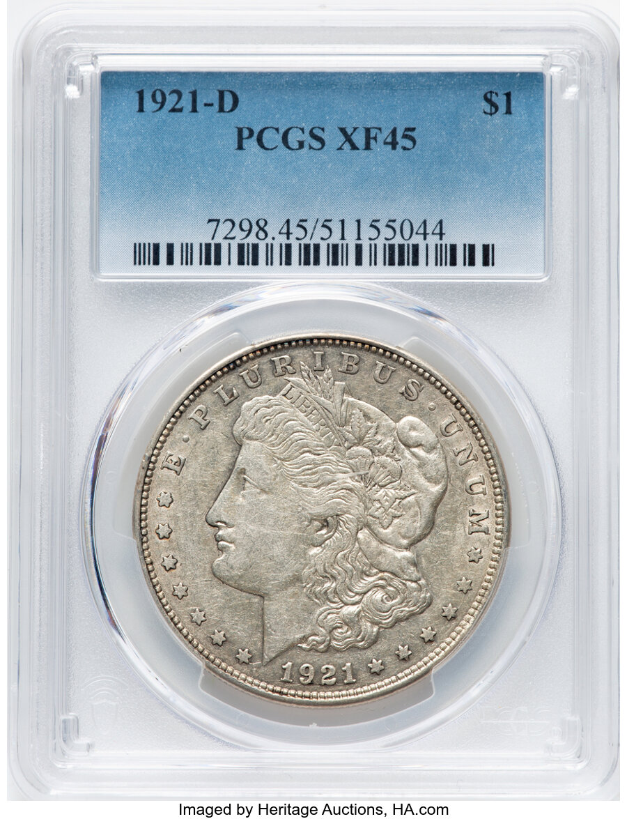 1921-D $1 VAM-1AU2 XF45 PCGS. Mintage 20,345,000....