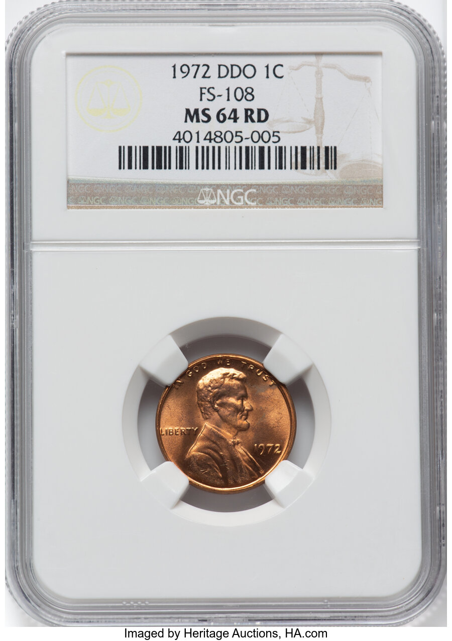 image for: 1972 1C Doubled Die Obverse, FS-108 MS64 Red NGC. NGC Census: (0/0).  ...