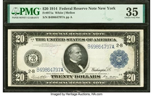 image for: Fr. 971a $20 1914 Federal Reserve Note PMG Choice Very Fine 35....