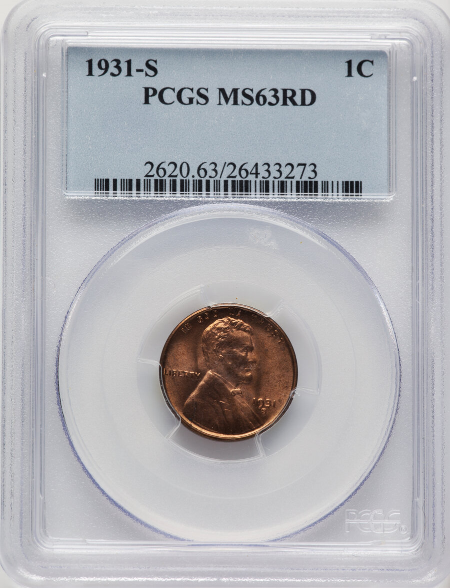 1931-S 1C MS63 Red PCGS. Mintage 866,000. ...