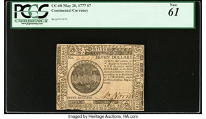 image for: Continental Currency May 20, 1777 $7 PCGS New 61....